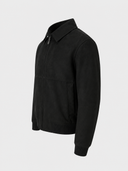 HiBro Men’s Premium Black Suede Bomber Jacket