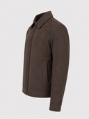HiBro Men’s Dark Brown Suede Zip-Up Jacket